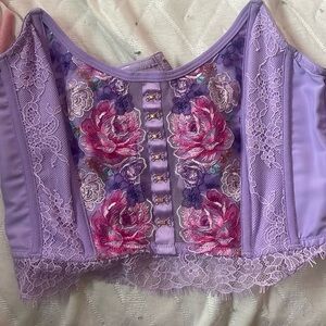 Victoria secret corset purple flowery pattern